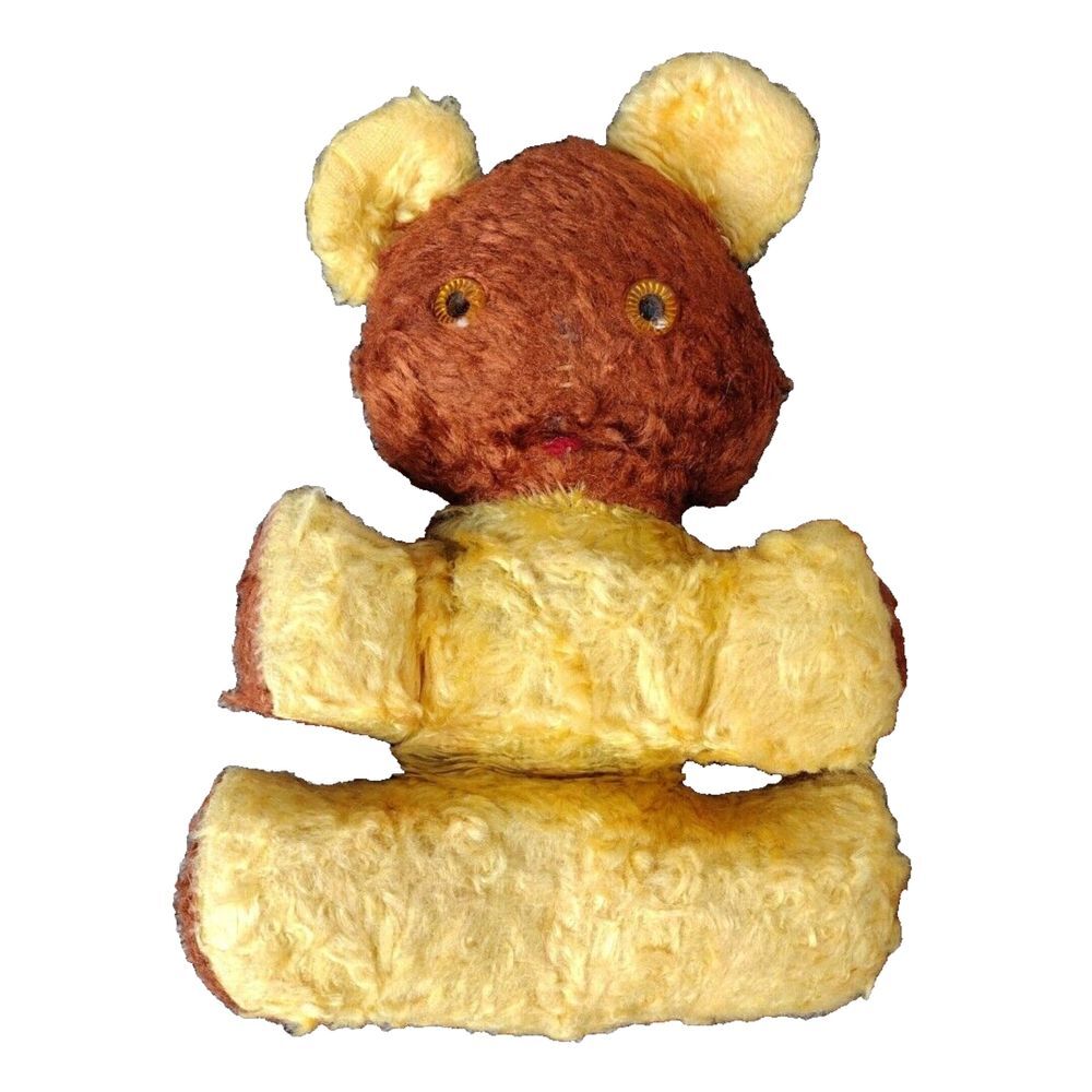 Vintage Antique Well Loved Stuffed Saw Dust Teddy Bear Two Tone 8"